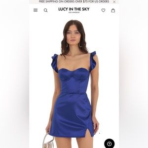Lucy in the Sky, Royal Satin Blue Mini Prom Dress
